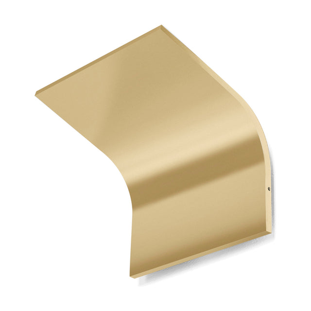 App 2 Light LED Wall Light in Brushed Brass, a curved aluminium panel folding away from the wall, shown on a plain white background.
