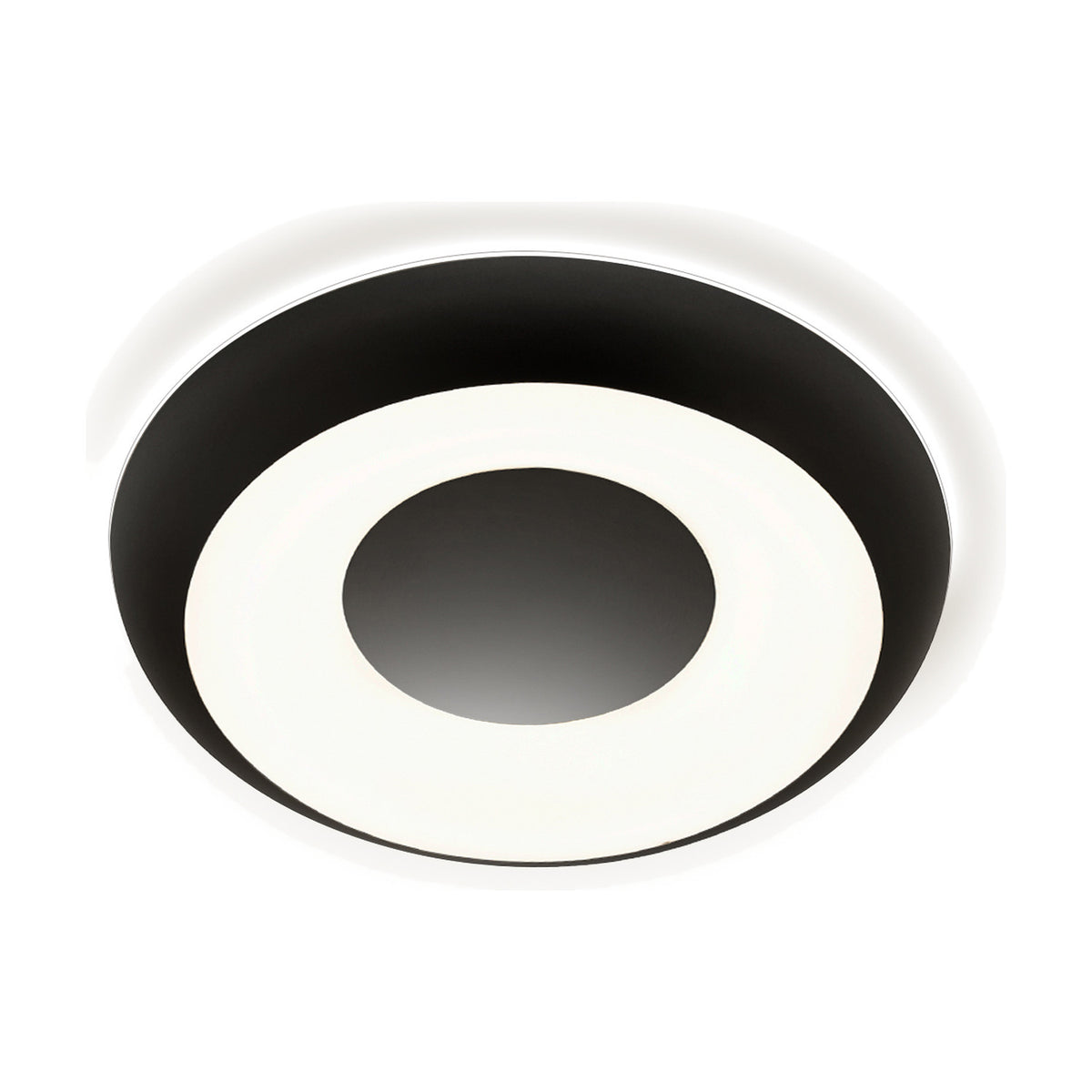 Superbold LED Wall & Ceiling Light, 62.3cm round flush fixture in matt black with an integrated white LED ring and dark centre, shown on a plain white background.
