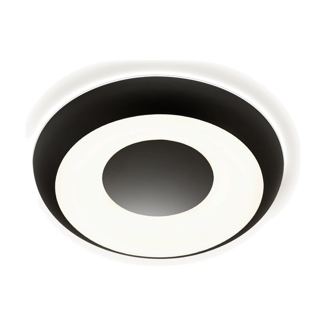 Superbold LED Wall & Ceiling Light, 62.3cm round flush fixture in matt black with an integrated white LED ring and dark centre, shown on a plain white background.