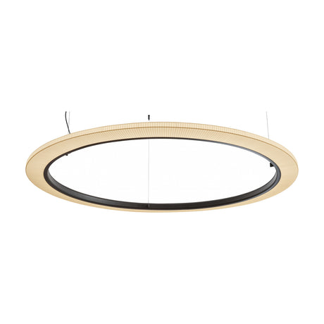 Roda S/200 Ribbon Ring LED pendant light, a large circular fixture with pleated cream translucent shade and black inner ring, shown against a plain white background.