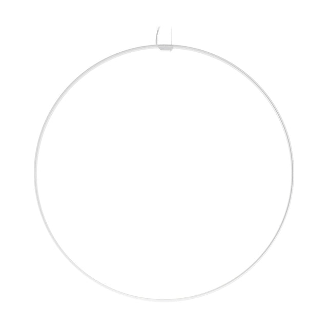 Zero Round Vertical Ring Pendant Light 98cm, a white circular pendant with integrated LED, suspended on two fine cables against a plain white background.