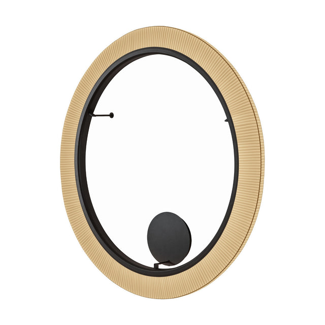 Roda PF/150 LED wall and ceiling light with a large round cream ribbon-pleated shade, black inner ring, and black mounting plate, shown on a white background.