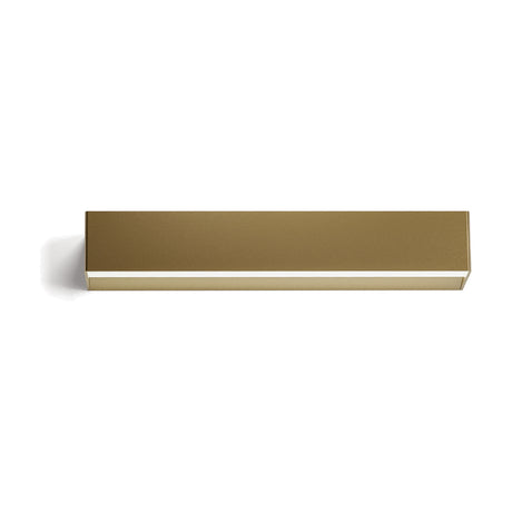 Toy S LED Wall Light 43.7cm in brass-toned finish, a slim rectangular bar with a thin illuminated strip along its lower edge, shown on a plain white background.
