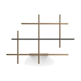 Hilow LED wall light in Brushed Bronze, an open lattice of slim crossing rods with a black diffuser bar running through the centre, shown on a plain white background.