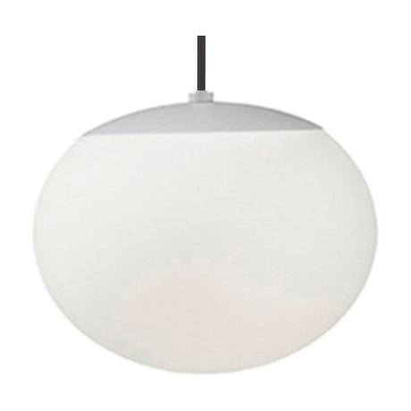 Elipse Outrack Globe LED Outdoor Track Pendant Light in white, featuring a rounded globe shade with a flat white top cap and black suspension cable, shown on a plain background.