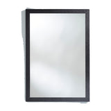 Rectangular wall mirror in a wooden frame with a charred black crackled surface, seen straight on against a plain background.