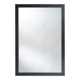 Kyo rectangular wall mirror with a charred black wood frame showing a raised textured grain, set against a plain white background.