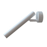 Rui LED adjustable wall light in matt white, featuring a slim cylindrical reading light tube on a pivoting arm attached to a round wall base, shown on a plain white background.