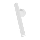 Rui LED Adjustable Wall Light in matt white, showing a slim cylindrical tube on a round wall base with a pivoting arm, set against a plain white background.