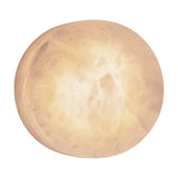 Rock LED Alabaster Drum Flush Wall & Ceiling Light, round alabaster shade with warm glow on black base, shown against a plain white background.