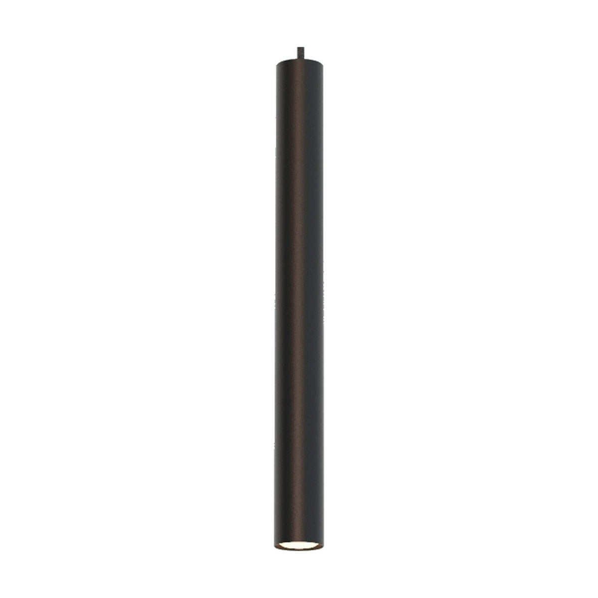 Rose Cylinder Pendant Light in matt black, a slim cylindrical shade on a fine cable with a single GU10 downward-facing fitting, shown on a plain white background.