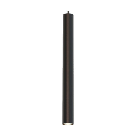 Rose Cylinder Pendant Light in matt black, a slim cylindrical shade on a fine cable with a single GU10 downward-facing fitting, shown on a plain white background.