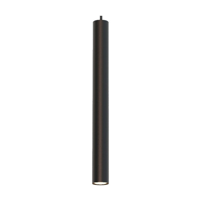 Rose Cylinder Pendant Light in matt black, a slim cylindrical shade on a fine cable with a single GU10 downward-facing fitting, shown on a plain white background.