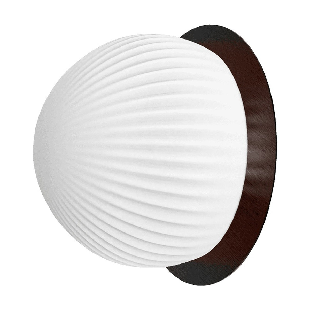 Roi Disc Ribbed Opal Flush Wall & Ceiling Light in black, showing a domed ribbed opal glass shade mounted on a flat black disc, set against a plain white background.
