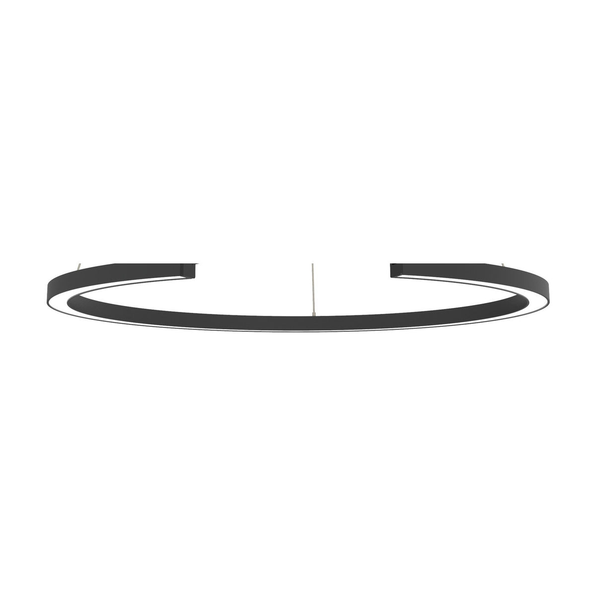 Roberta LED DALI Dimmable Ring Pendant Light in matt black aluminium, a circular open-ring design suspended on thin cables against a plain white background.