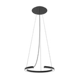 Roberta LED DALI dimmable ring pendant light in matt black aluminium, featuring an open circular ring suspended by thin cables from a round ceiling canopy, shown on a plain white background.