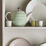 Patrizia Striped Stoneware Teapot 900ml - Green