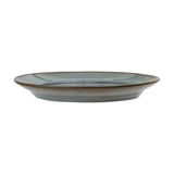 Pixie Stoneware Side Plate in grey, shown side-on with a wide flat rim, raised ring detail, and reactive glaze finish against a plain white background.