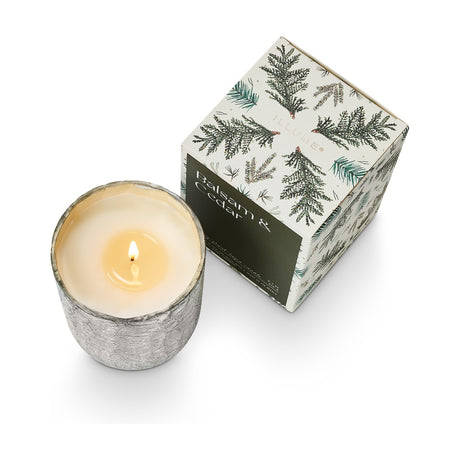 Balsam & Cedar Crackle Glass Scented Candle 9cm