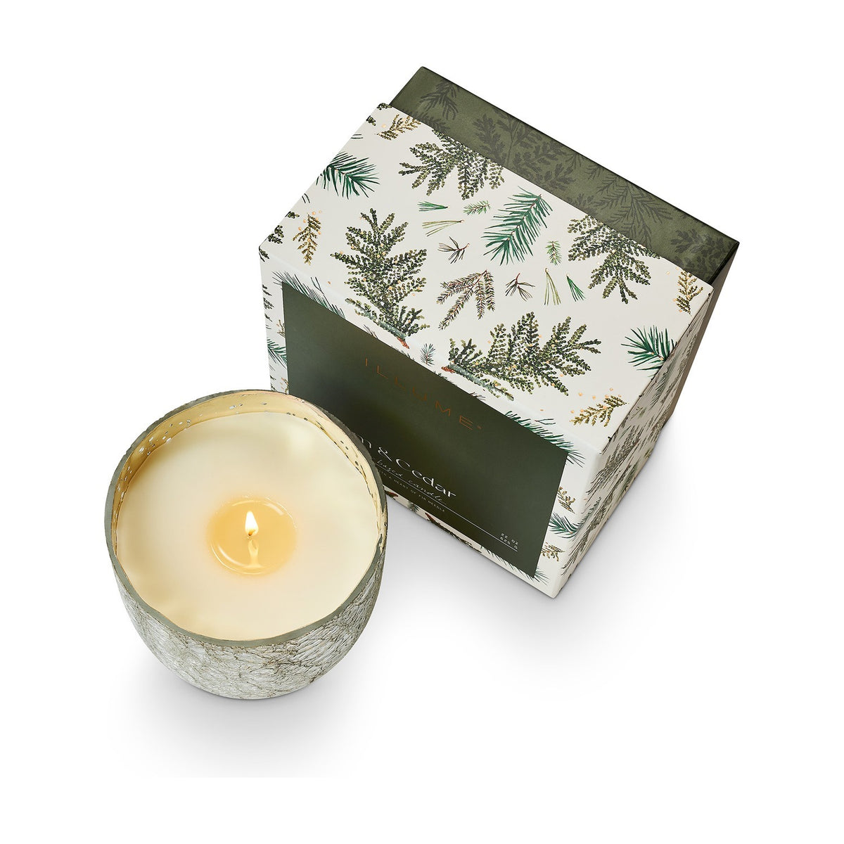 Balsam & Cedar Crackle Glass Scented Candle 11.5cm