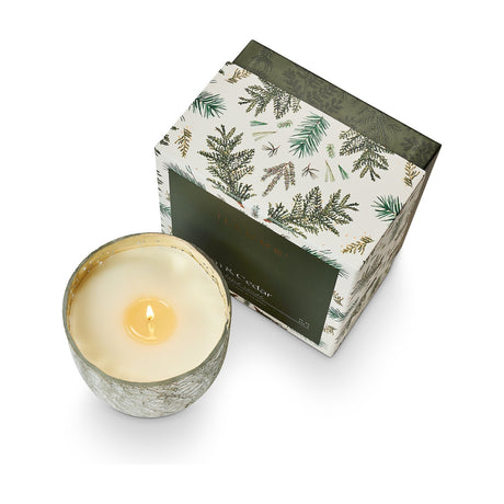 Balsam & Cedar Crackle Glass Scented Candle 11.5cm