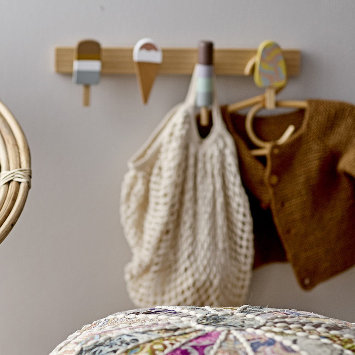 Zyon Ice Cream Wooden Coat Rack - Multi