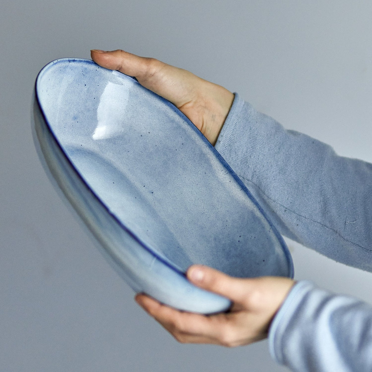 Sandrine Speckled Stoneware Bowl 25.5x16.5cm - Blue