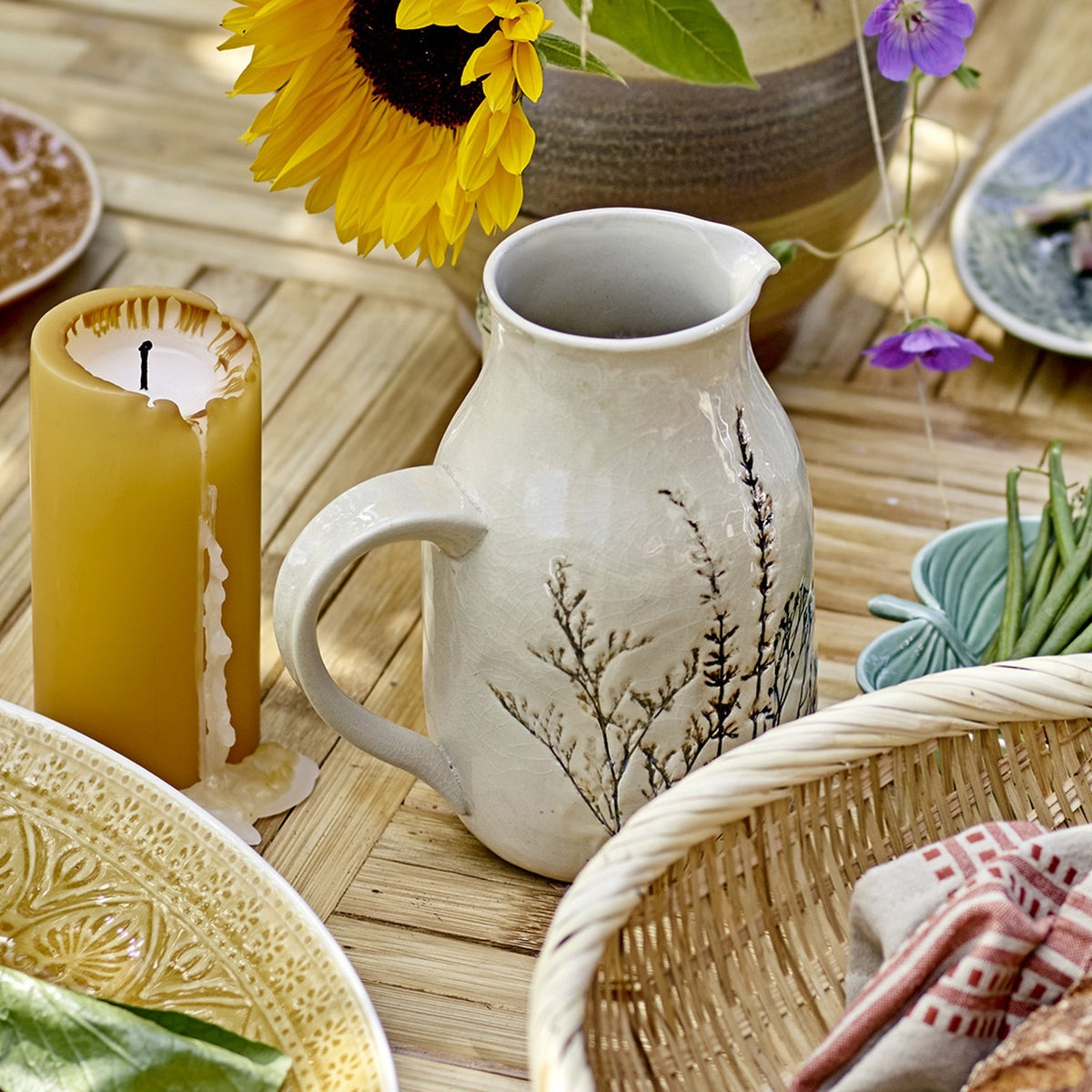 Bea Crackle Stoneware Jug 1500ml - Cream