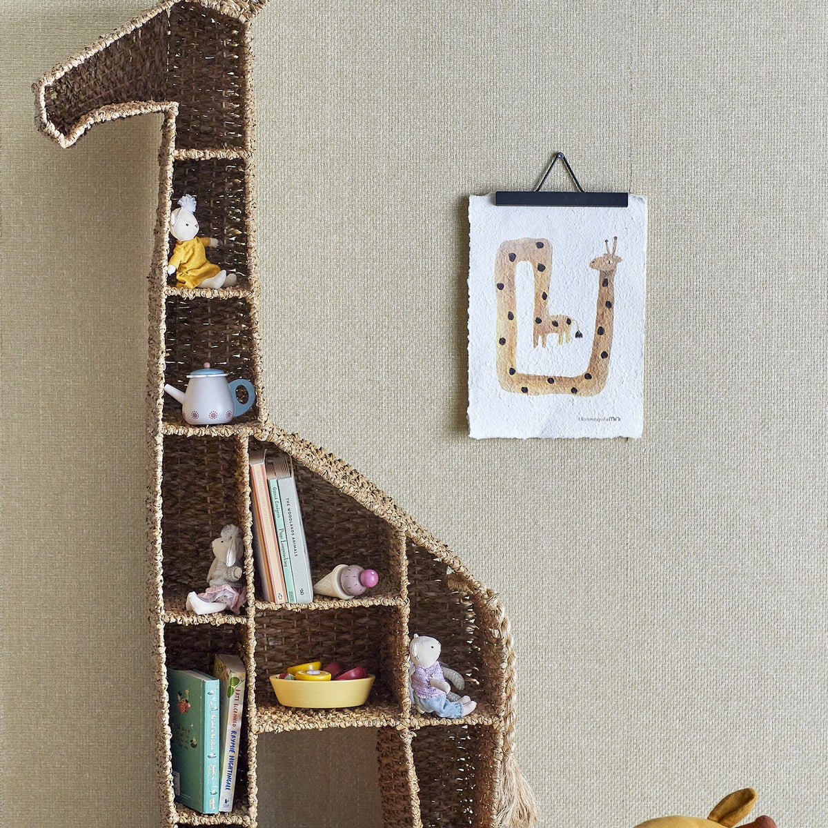 Kalu Giraffe Kids Bookcase - Beige