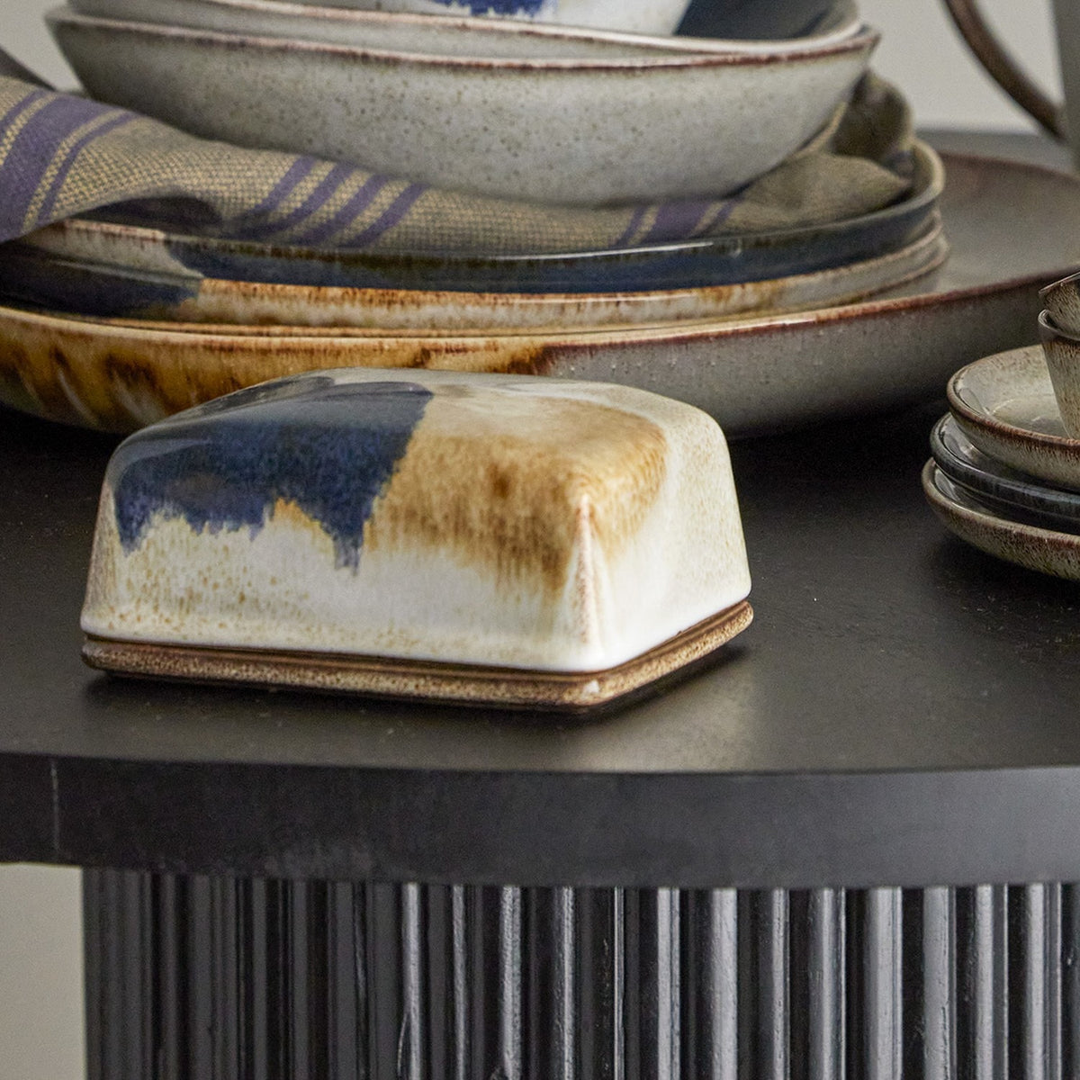 Jules Stoneware Butter Dish - Multi