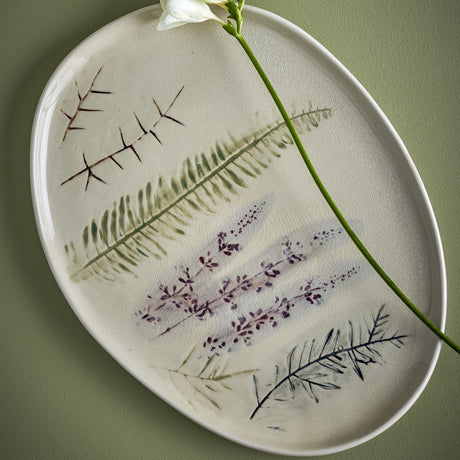 Bea Crackle Stoneware Platter 34.5x26cm - Cream