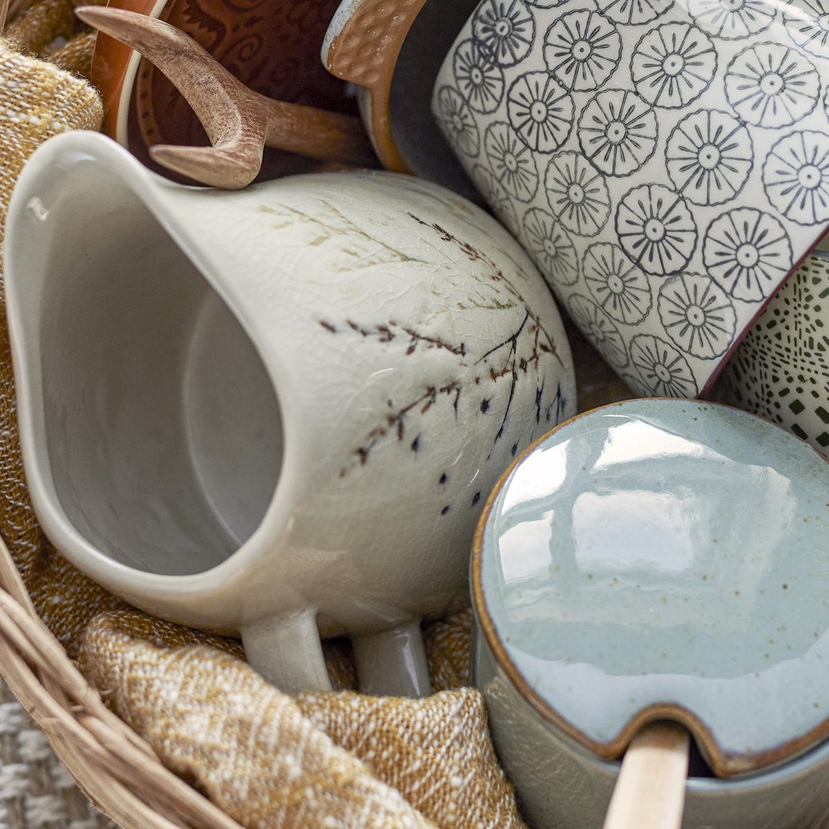 Bea Crackle Stoneware Milk Jug 250ml - Beige