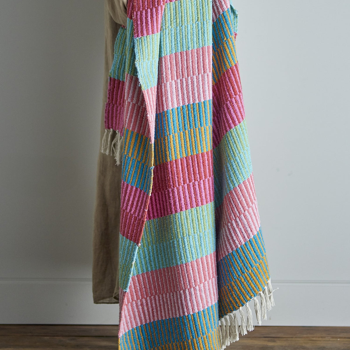 Isnel Pink Striped Throw - Multi