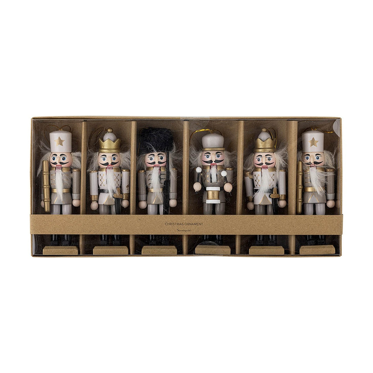 Nikita Wooden Christmas Tree Decorations Set of 6 - Grey