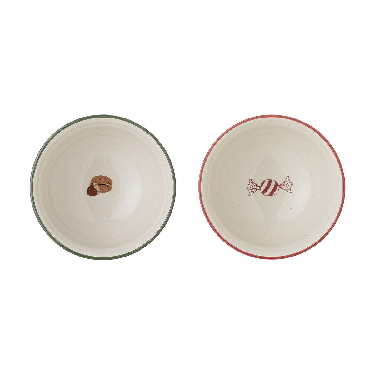 Jolly Striped Stoneware Christmas Bowls 14cm Set of 2 - Multi