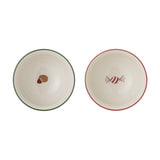 Jolly Striped Stoneware Christmas Bowls 14cm Set of 2 - Multi