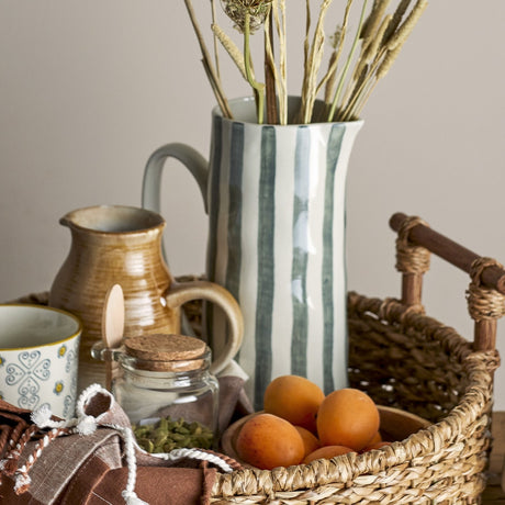 Begonia Striped Stoneware Jug 1300ml - Green