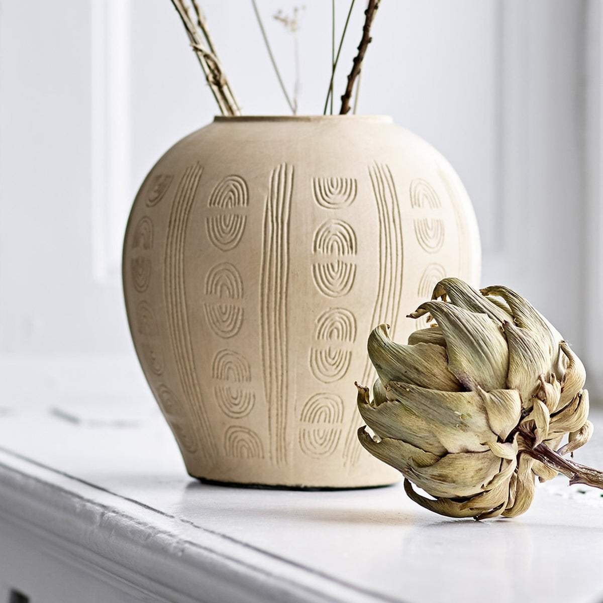 Taym Terracotta Vase 20cm - Natural