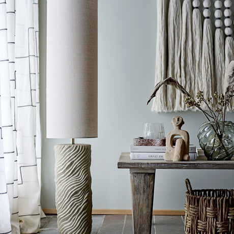 Payah Stoneware Floor Lamp with Fabric Shade - Beige