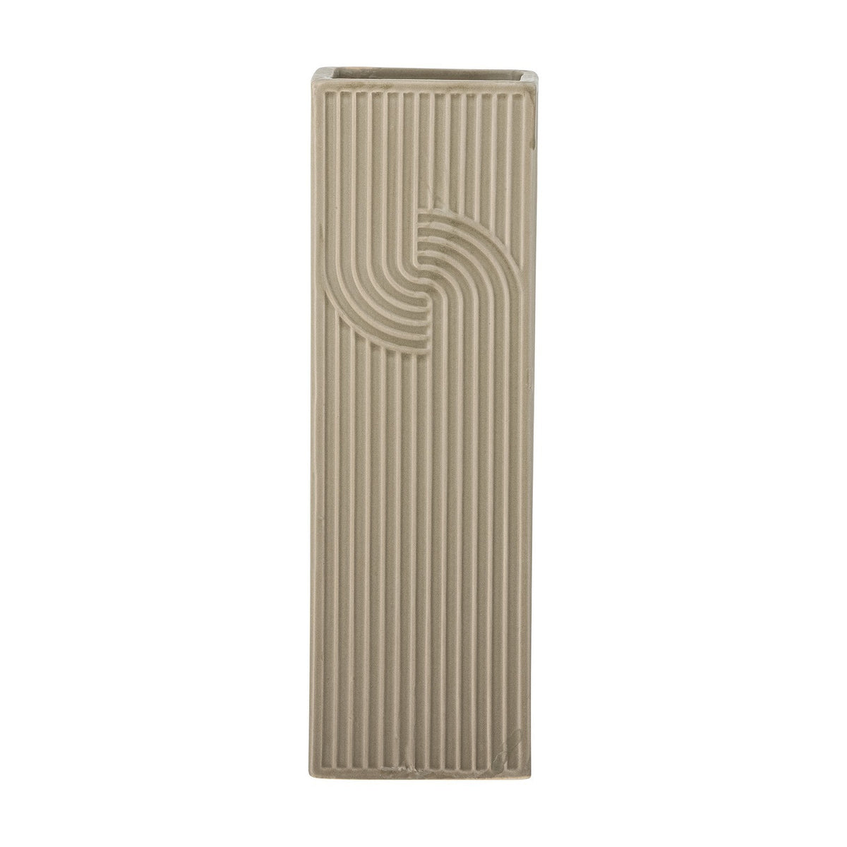 Heeira Square Stoneware Vase 26cm - Beige