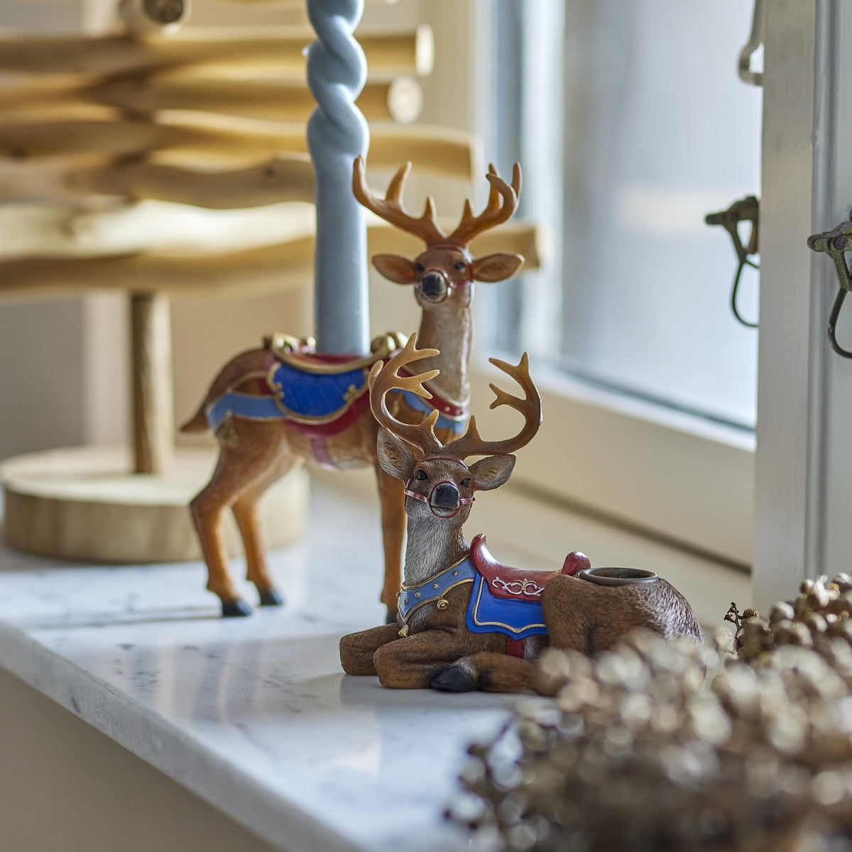 Glory Resin Christmas Candle Holders Set of 2 - Brown