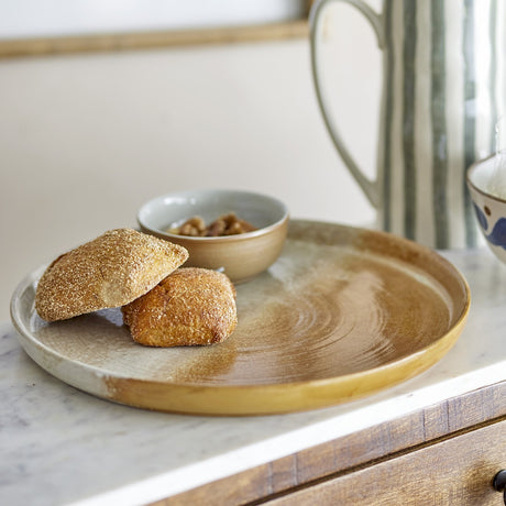 Dahlia Stoneware Platter - Brown