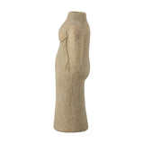 Lulu Terracotta Vase 19.5cm in Beige, shaped like a woman's torso with a textured sandstone-like surface and a thin ribbon-like line across the chest, shown on a plain white background.