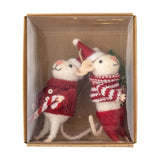 Peo Wool Christmas Tree Decorations 13cm Set of 2 - Red