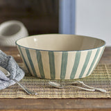 Begonia Striped Stoneware Bowl 23.5cm - Green