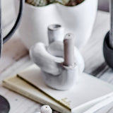 Haydn Stoneware Candle Holder - White