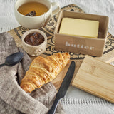 Hanyu Stoneware Butter Dish - Beige