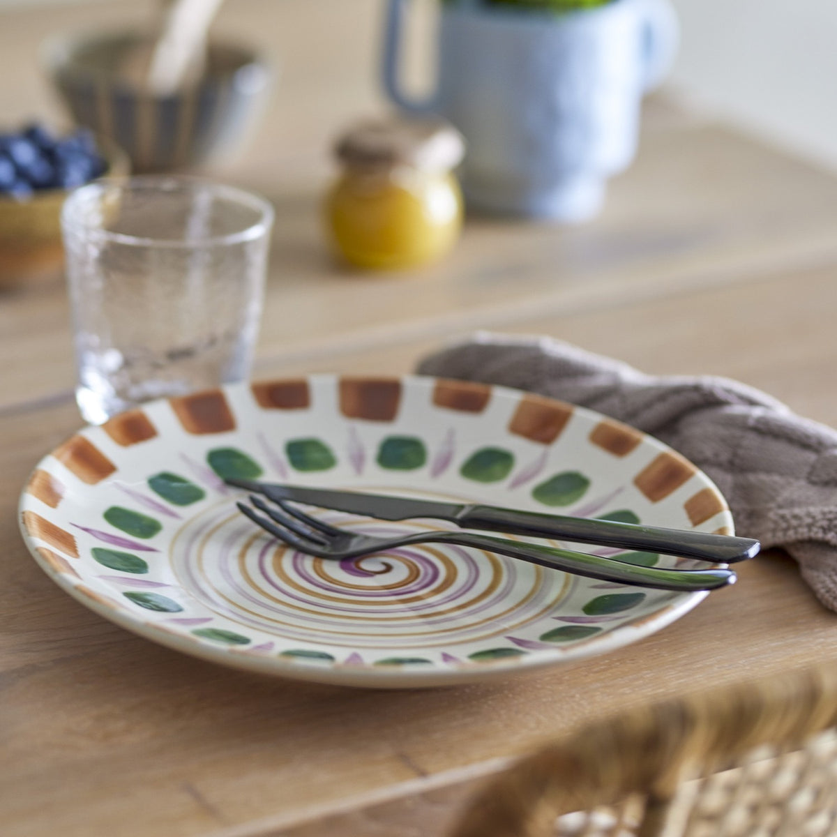 Shama Brown Stoneware Dinner Plate - Multi