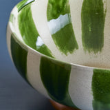 Shakti Striped Stoneware Bowl 26cm - Green