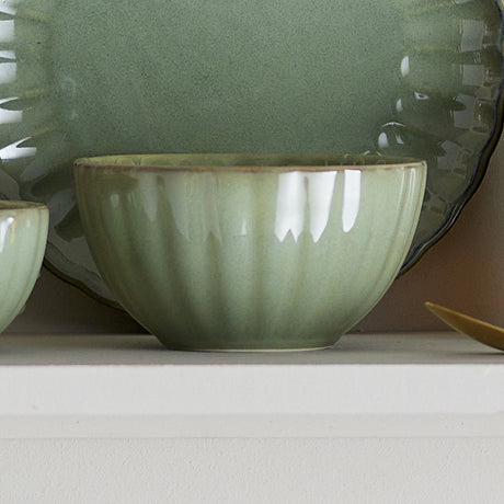 Latina Fluted Stoneware Bowl 9cm - Green